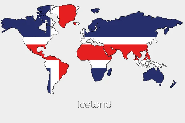 Flag Illustration inside the shape of a world map of the country — Stock Photo, Image