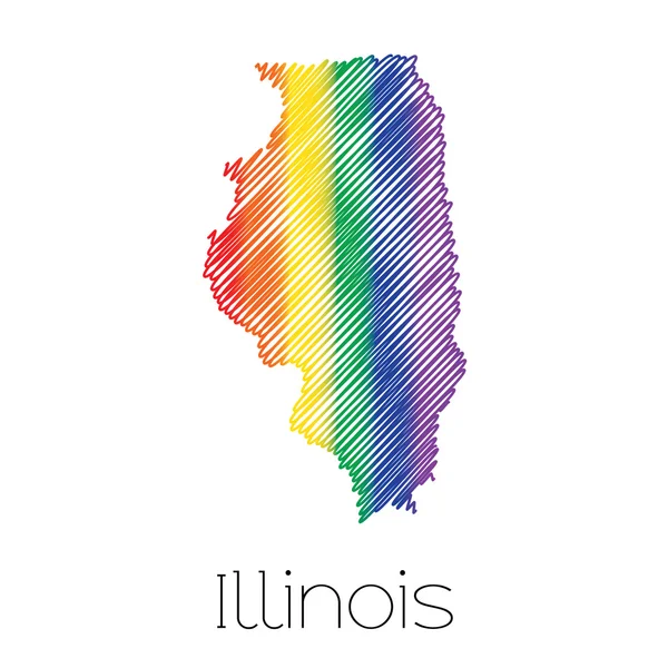 LGBT Scribbled forma do Estado de Illinois — Fotografia de Stock