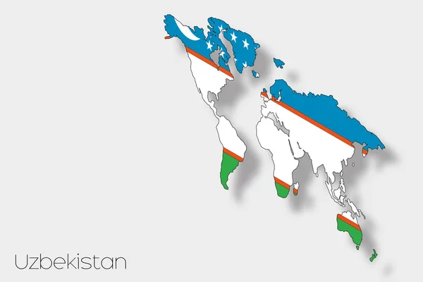 乌兹别克斯坦共和国国家三维等距旗图 — 图库照片