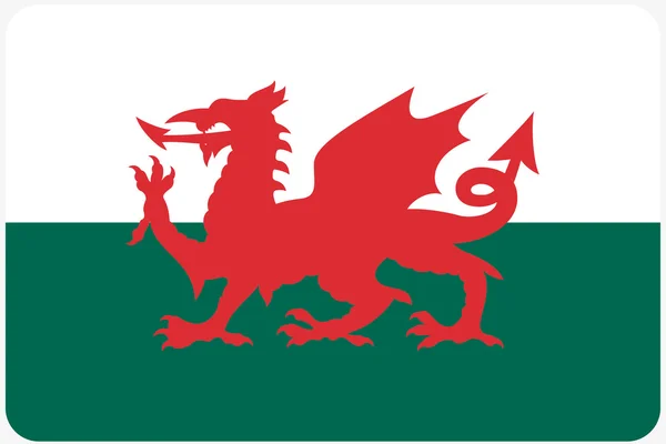 Illustratie van de vlag met afgeronde hoeken van het land van Wales — Stockfoto