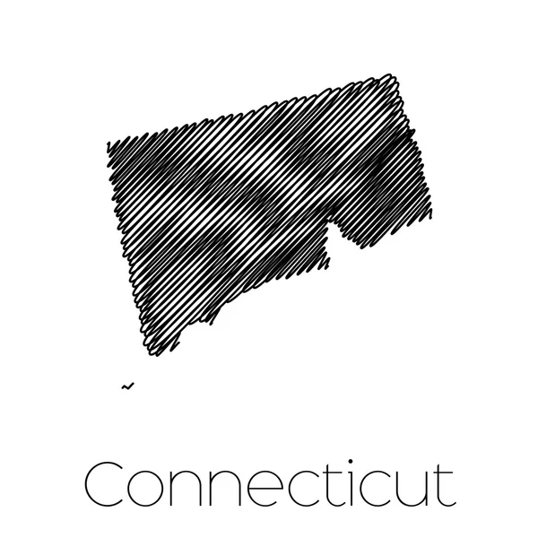 Forma garabateada del estado de Connecticut — Foto de Stock