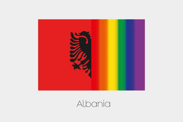 Иллюстрация флага ЛГБТ с флагом Албании — стоковое фото