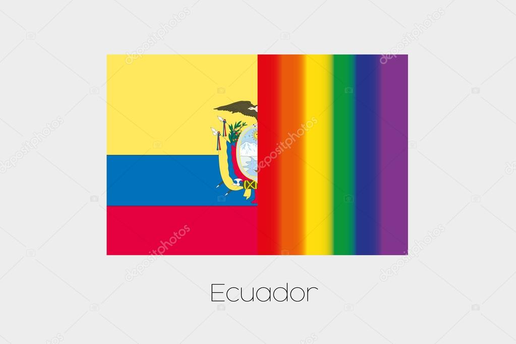 LGBT Flag Illustration with the flag of Ecuador — Stock Photo