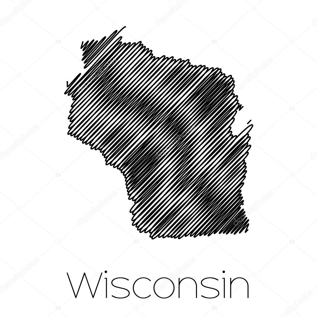 Scribbled shape of the State of Wisconsin