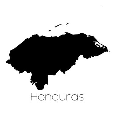 Honduras ülkenin arka plan üzerinde izole ülke şekli