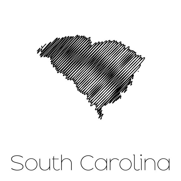 Scribbled vorm van de staat South Carolina — Stockfoto