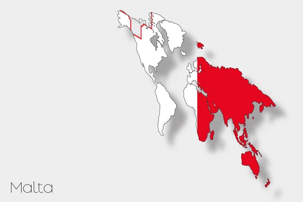 该国的马耳他三维等距旗图 — 图库照片