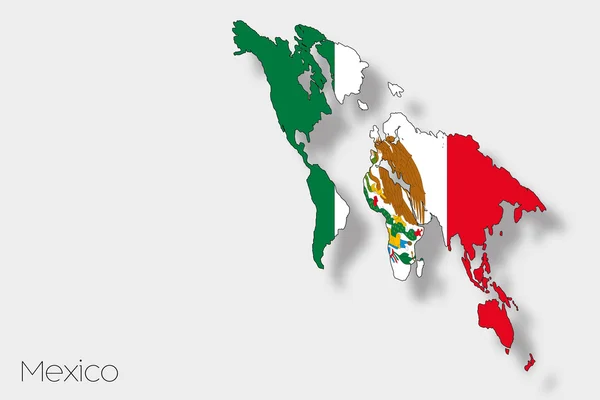 Ilustración de la bandera isométrica 3D del país de México —  Fotos de Stock