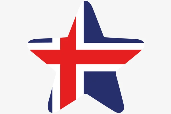 Flagga Illustration inuti en stjärna av landet Island — Stockfoto