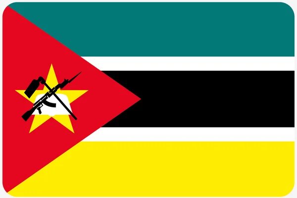 带圆角的 Mozambi 国国旗图 — 图库照片