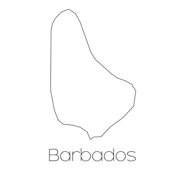 Barbados ülkenin arka plan üzerinde izole ülke şekli