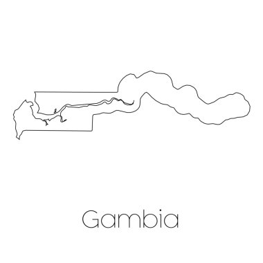 Gambiya ülkenin arka plan üzerinde izole ülke şekli