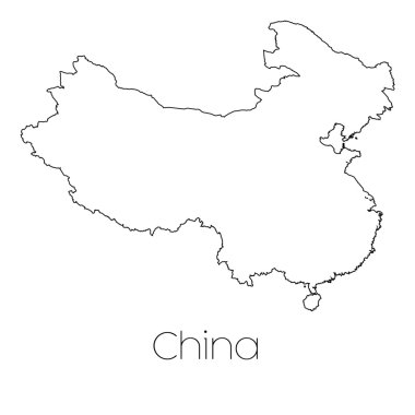Ülke Çin'in arka plan üzerinde izole ülke şekli