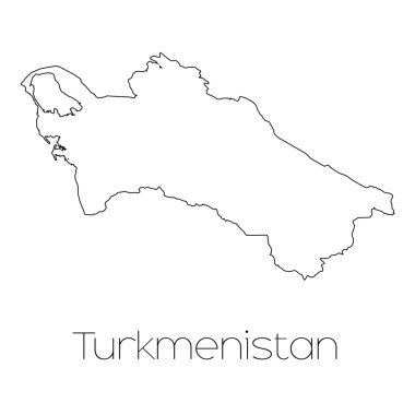 Turkmenis ülkenin arka plan üzerinde izole ülke şekli