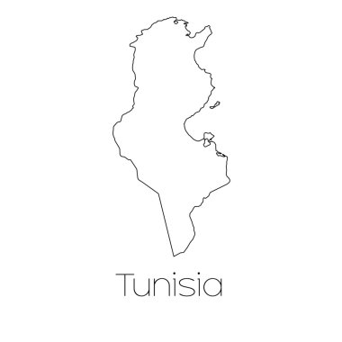 Tunus ülkenin arka planda izole ülke şekli