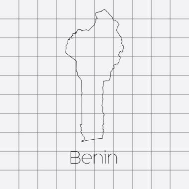 Benin ülke şekli ile kare arka plan