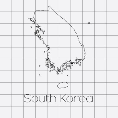 Güney Kore ülke şekli ile kare arka plan