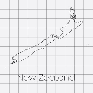 Yeni Zelanda ülke şekli ile kare arka plan