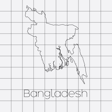Bangladeş ülke şekli ile kare arka plan