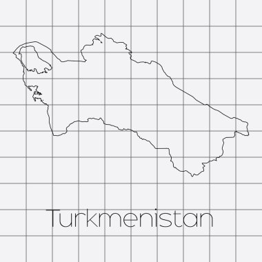 Türkmenistan ülke şekli ile kare arka plan