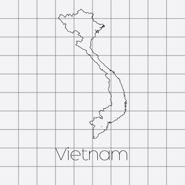 Vietnam ülke şekli ile kare arka plan