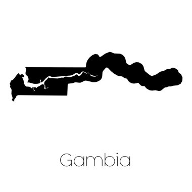 Gambiya ülkenin arka plan üzerinde izole ülke şekli