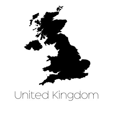 United Ki ülkenin arka plan üzerinde izole ülke şekli