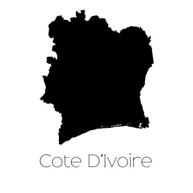 Cote Divo ülkenin arka plan üzerinde izole ülke şekli