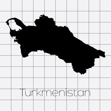 Türkmenistan ülke şekli ile kare arka plan