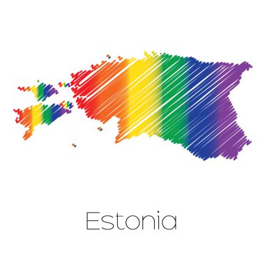 LGBT renkli şekil Estonya ülkenin karalanmış