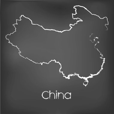 Adı ve şeklini tebeşir gemide izole ülke şekli