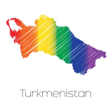 LGBT renkli Türkmenistan ülke şeklinde karalanmış