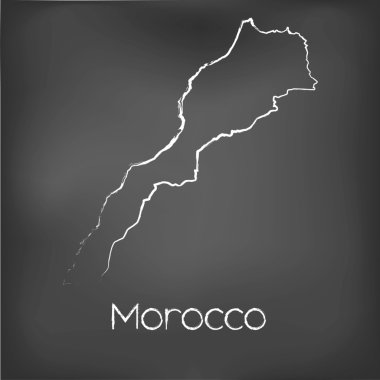 Adı ve şeklini tebeşir gemide izole ülke şekli