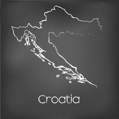 Adı ve şeklini tebeşir gemide izole ülke şekli