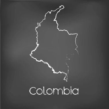 Adı ve şeklini tebeşir gemide izole ülke şekli