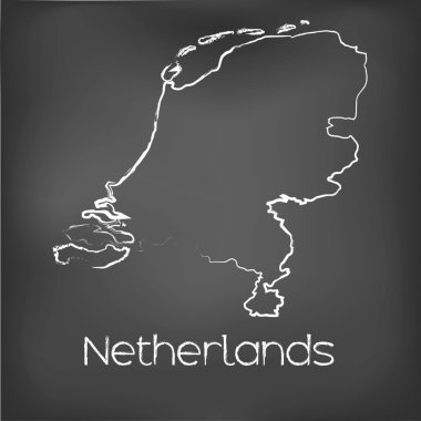 Adı ve şeklini tebeşir gemide izole ülke şekli