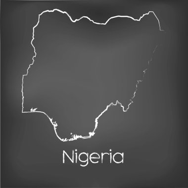 Adı ve şeklini tebeşir gemide izole ülke şekli