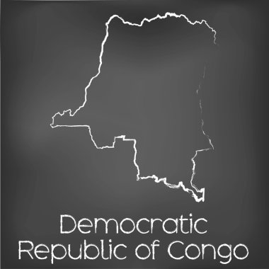 Adı ve şeklini tebeşir gemide izole ülke şekli