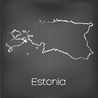 Adı ve şeklini tebeşir gemide izole ülke şekli