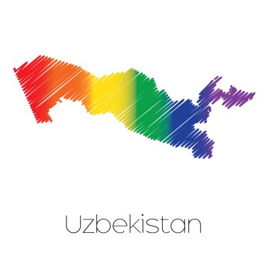 LGBT renkli şekil Özbekistan'ın ülkenin karalanmış