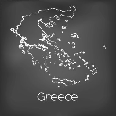 Adı ve şeklini tebeşir gemide izole ülke şekli