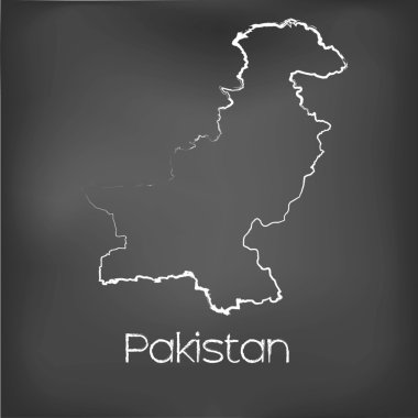 Adı ve şeklini tebeşir gemide izole ülke şekli