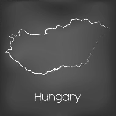 Adı ve şeklini tebeşir gemide izole ülke şekli