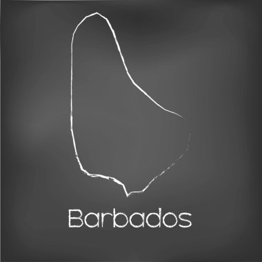 Adı ve şeklini tebeşir gemide izole ülke şekli