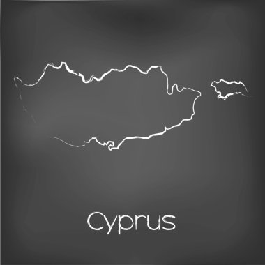 Adı ve şeklini tebeşir gemide izole ülke şekli