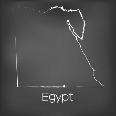 Adı ve şeklini tebeşir gemide izole ülke şekli