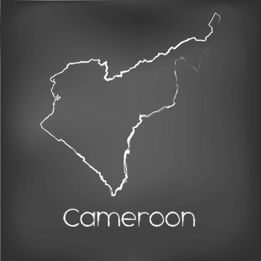 Adı ve şeklini tebeşir gemide izole ülke şekli