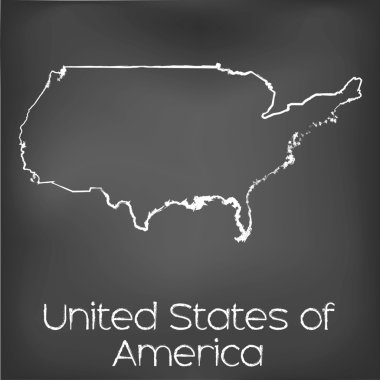 Adı ve şeklini tebeşir gemide izole ülke şekli