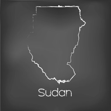 Adı ve şeklini tebeşir gemide izole ülke şekli