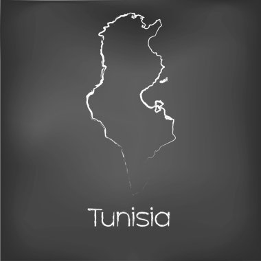 Adı ve şeklini tebeşir gemide izole ülke şekli